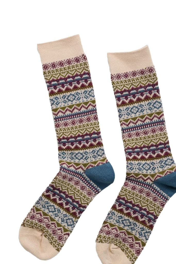 Seasalt Cornwall ‘Bloomin Good’ Socks Fair Isle - Water Avens Fig Mix