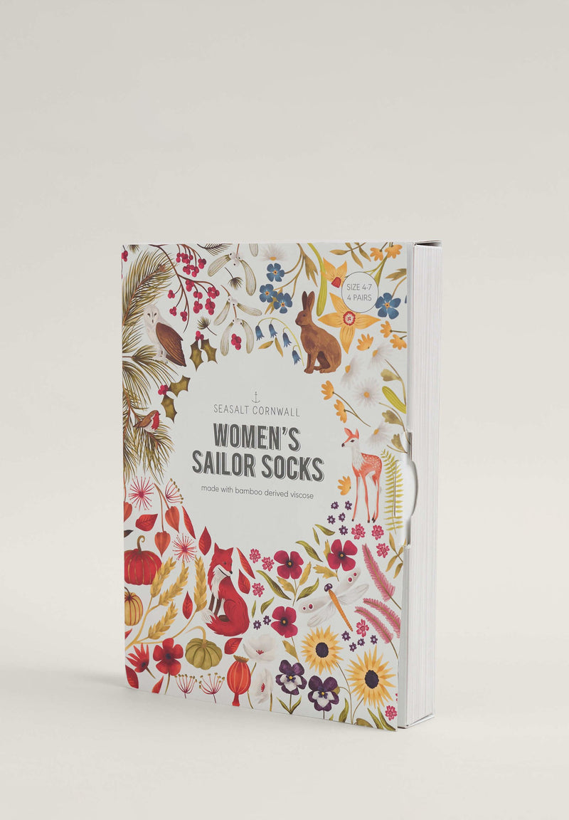 Seasalt Cornwall Women's Sailor Socks Box of 4 Seasons - Potting Shed Mix