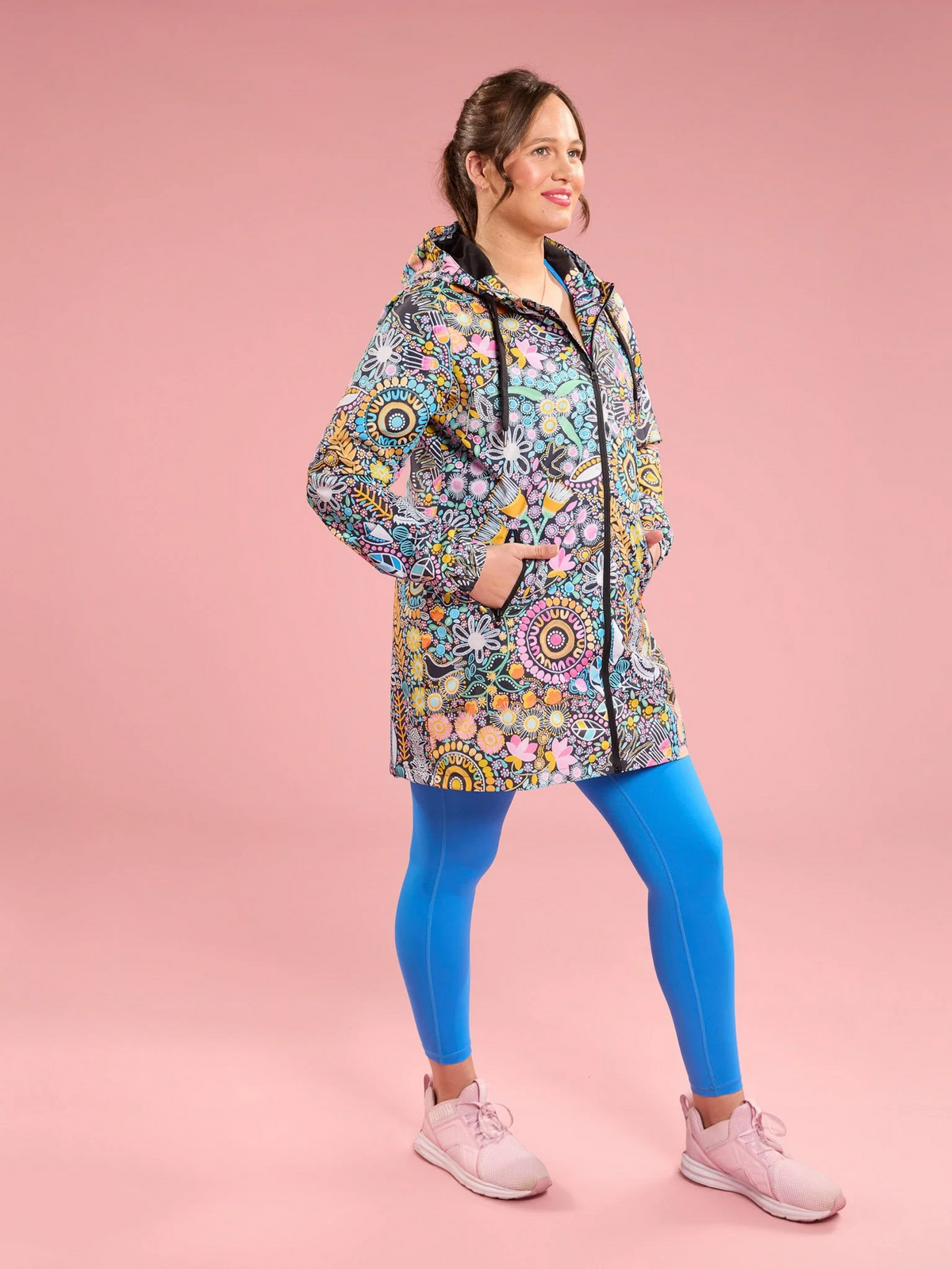 Mama Movement - Coastal Wildflowers Longline Raincoat