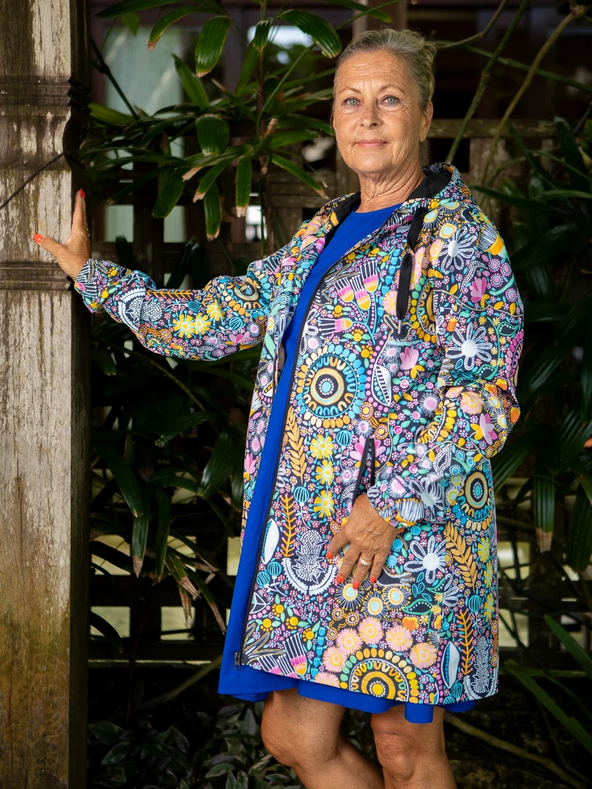 Mama Movement - Coastal Wildflowers Longline Raincoat