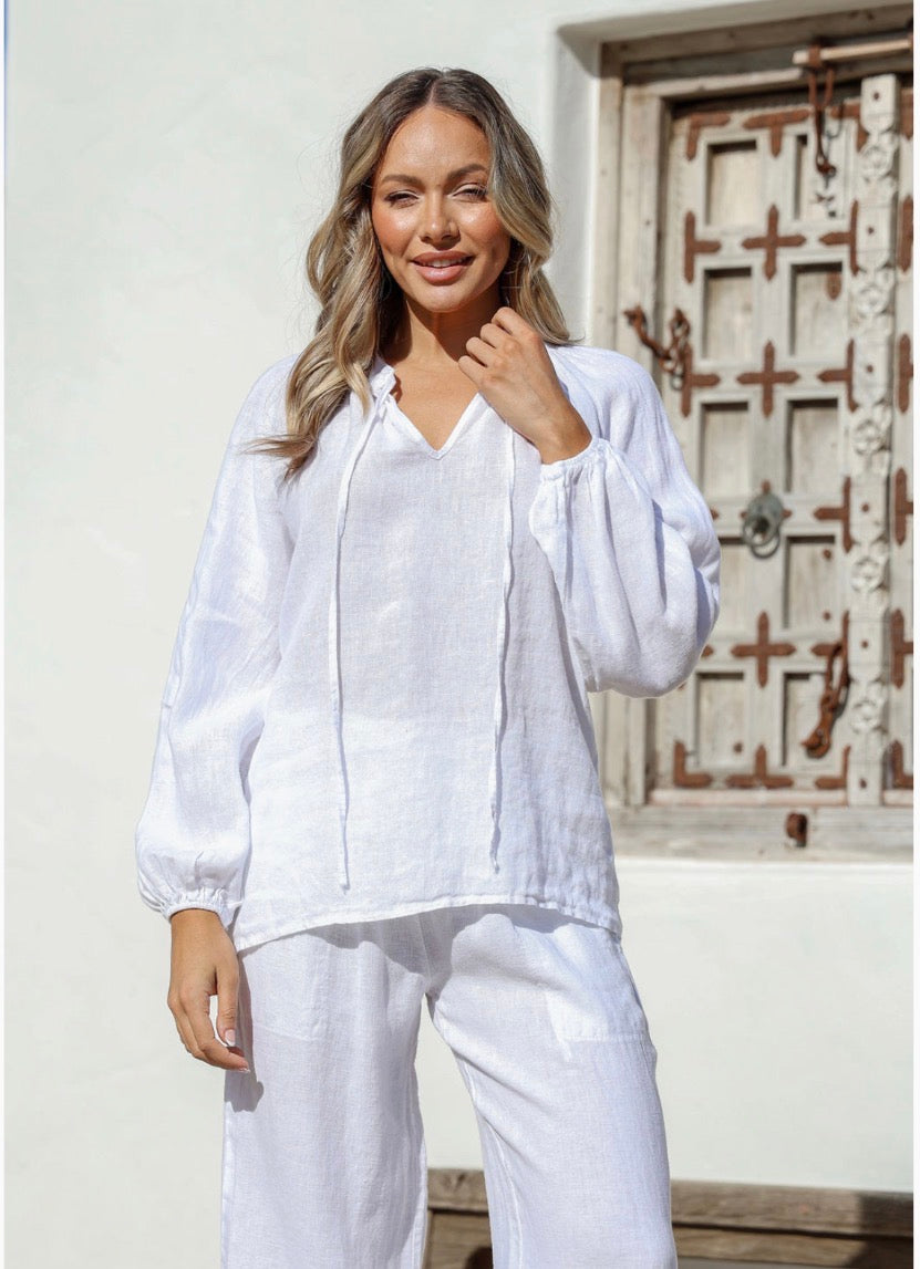 Free Angel - La Giornata - Italian Linen Long Sleeve Top