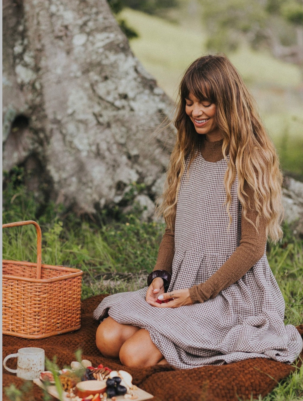 Montaigne - Sartene - French Linen Dress - Tiny Brown Gingham