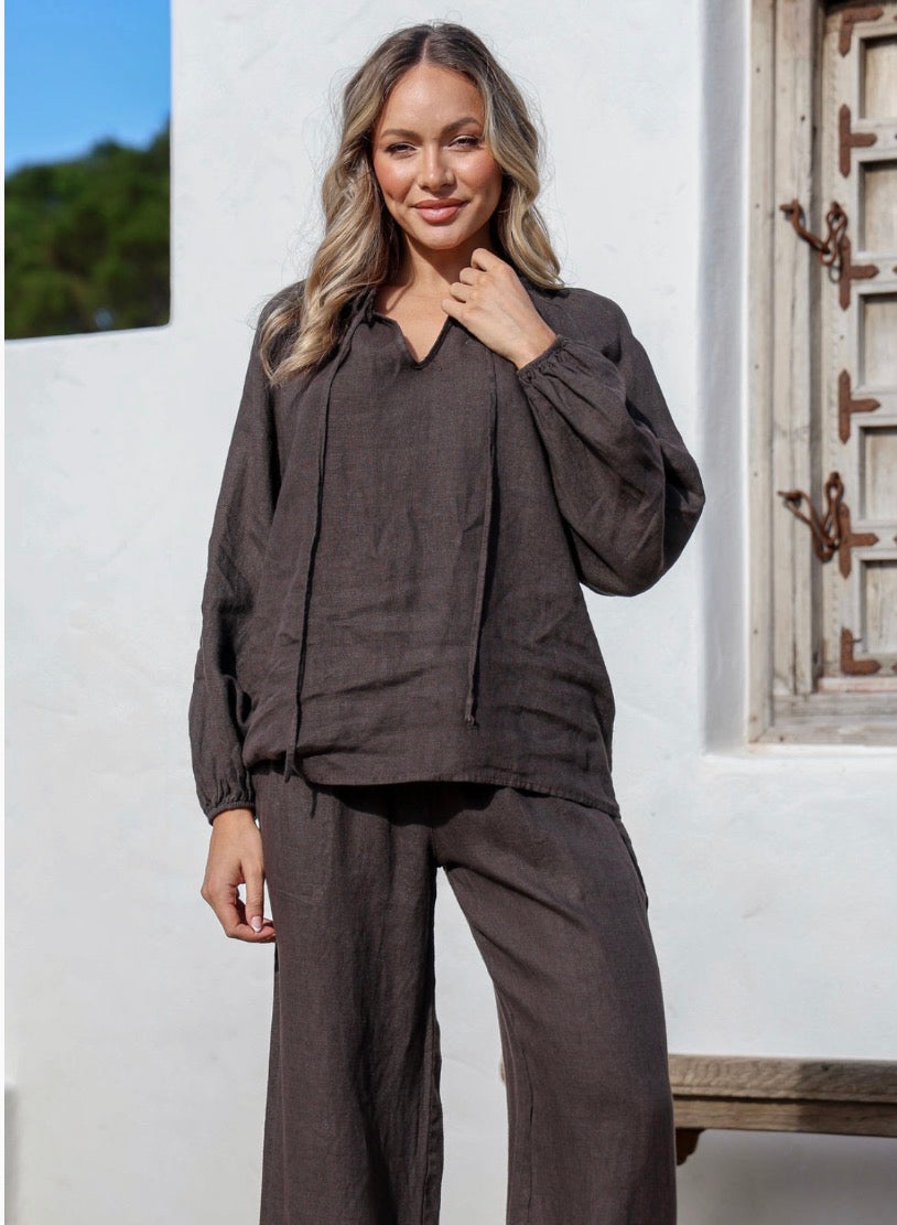 Free Angel - La Giornata - Italian Linen Long Sleeve Top