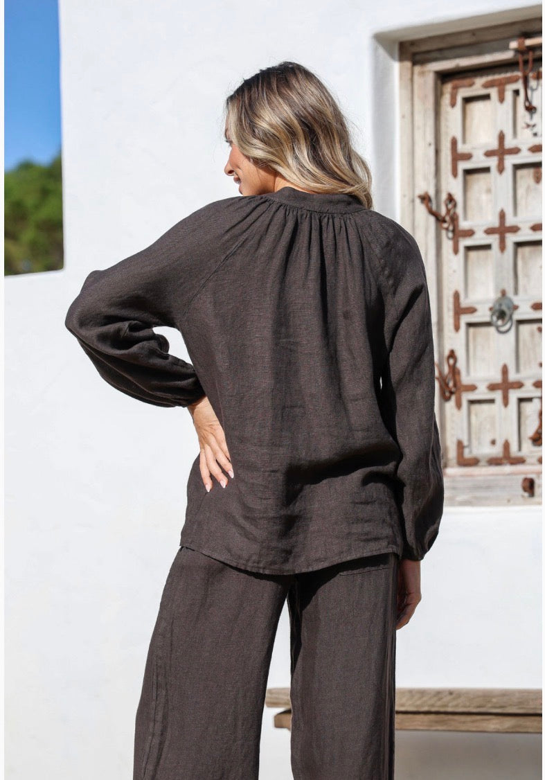 Free Angel - La Giornata - Italian Linen Long Sleeve Top