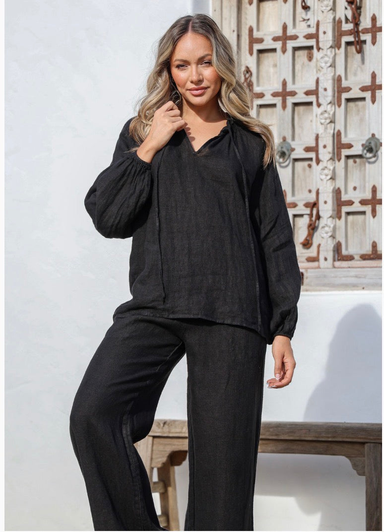 Free Angel - La Giornata - Italian Linen Long Sleeve Top