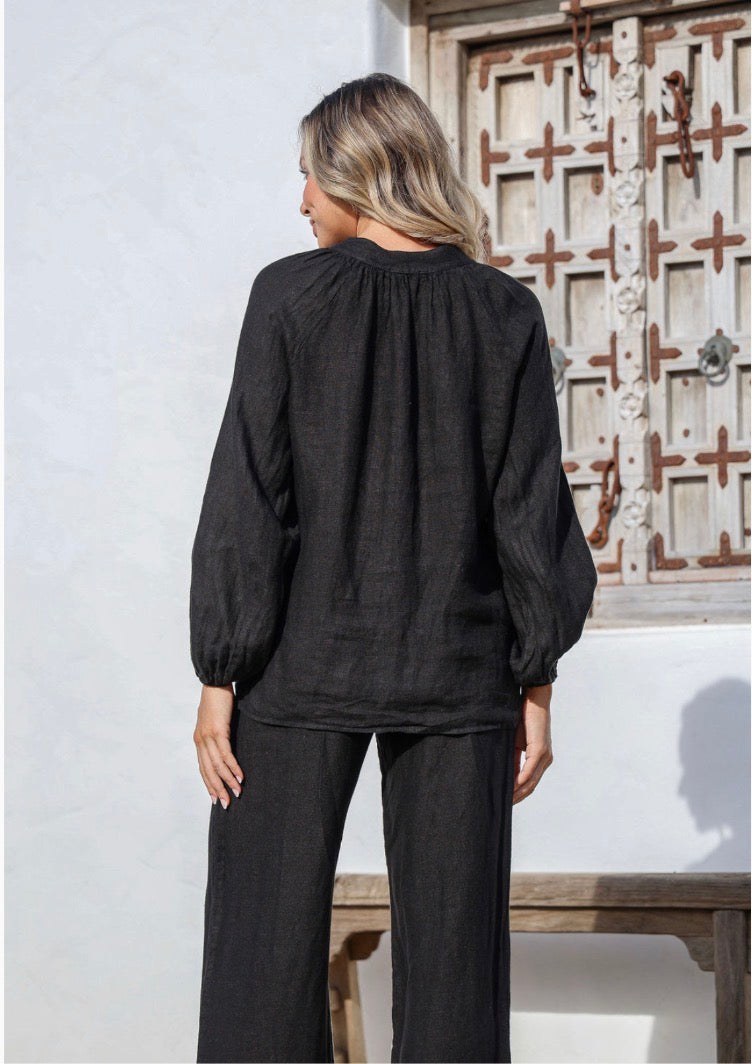 Free Angel - La Giornata - Italian Linen Long Sleeve Top