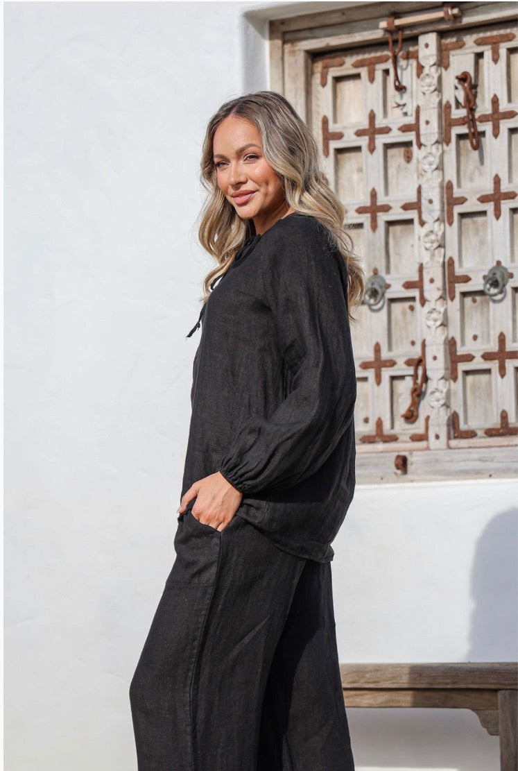 Free Angel - La Giornata - Italian Linen Long Sleeve Top