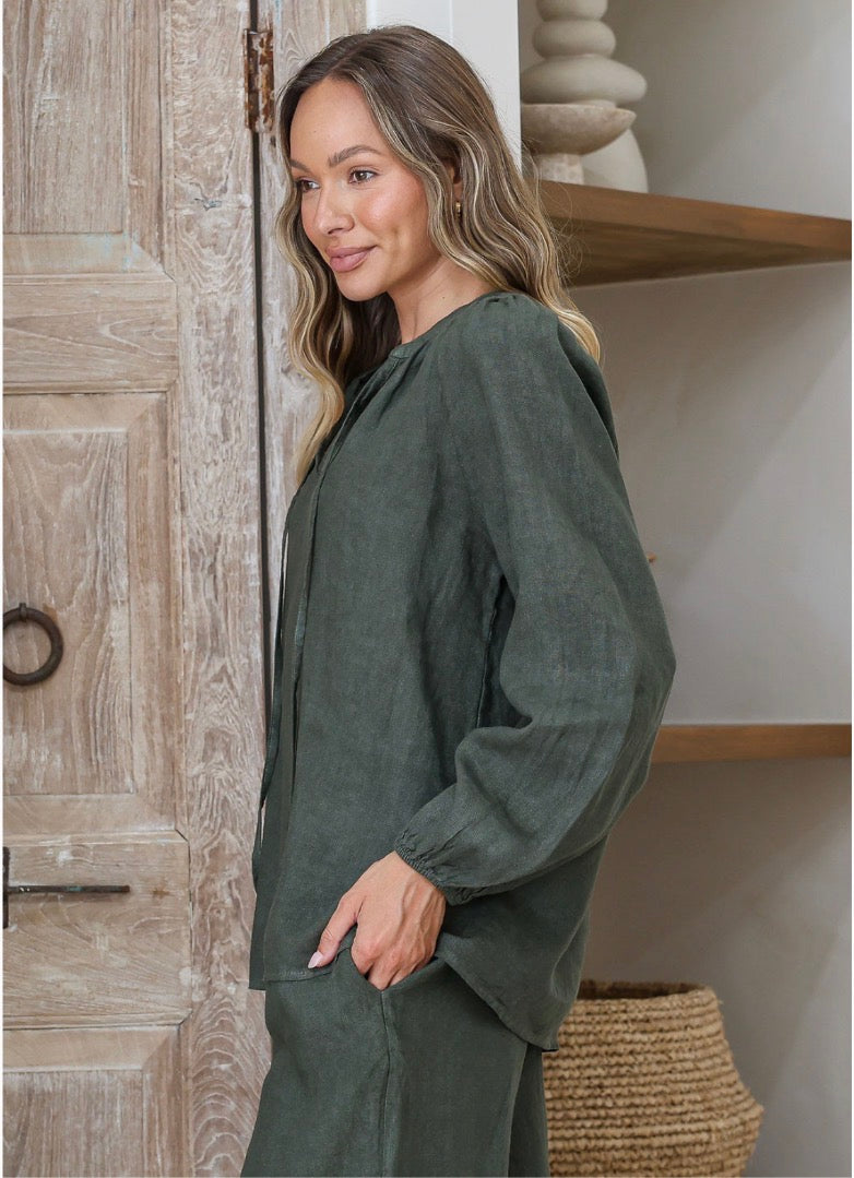 Free Angel - La Giornata - Italian Linen Long Sleeve Top