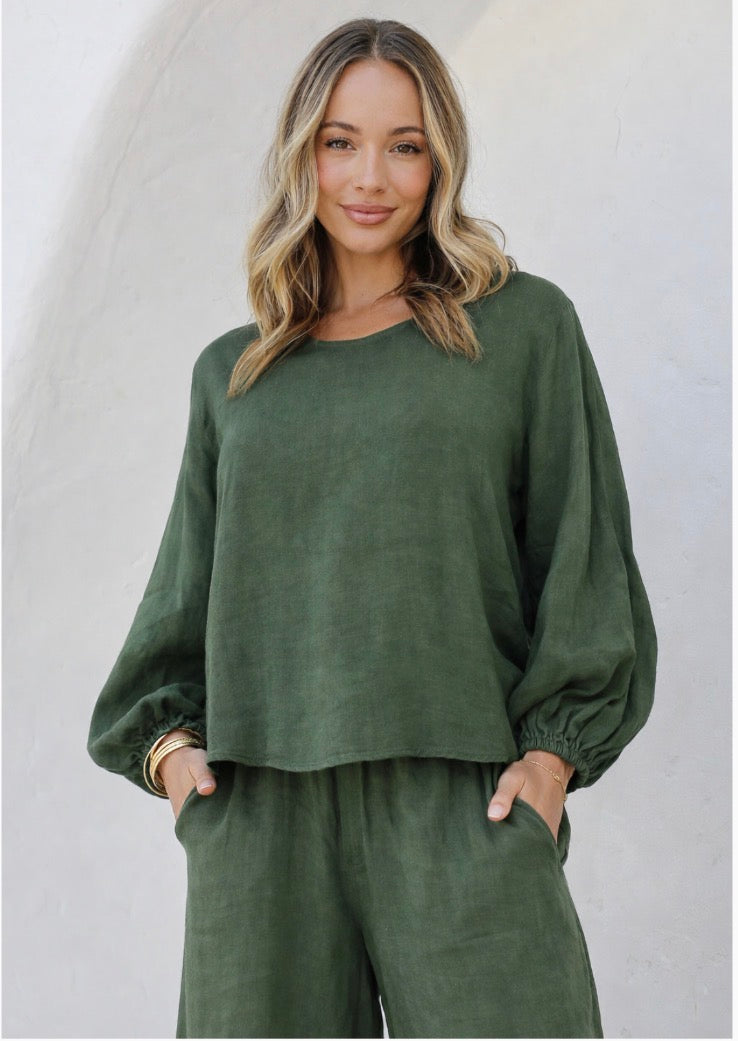 Free Angel - Giocosa - Balloon Sleeve Linen Top