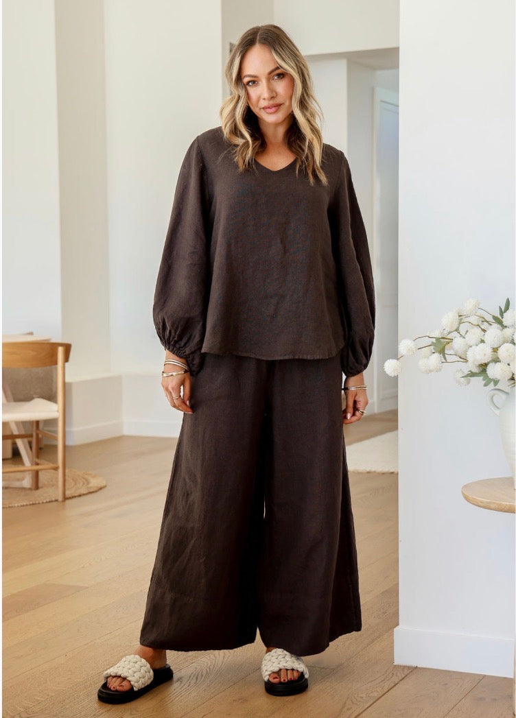 Free Angel - Giocosa - Balloon Sleeve Linen Top