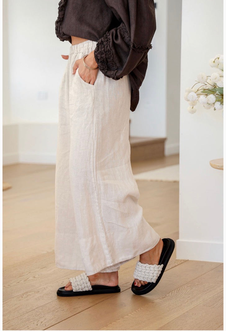 Free Angel - Adottato - Linen Palazzo Pant - Sand