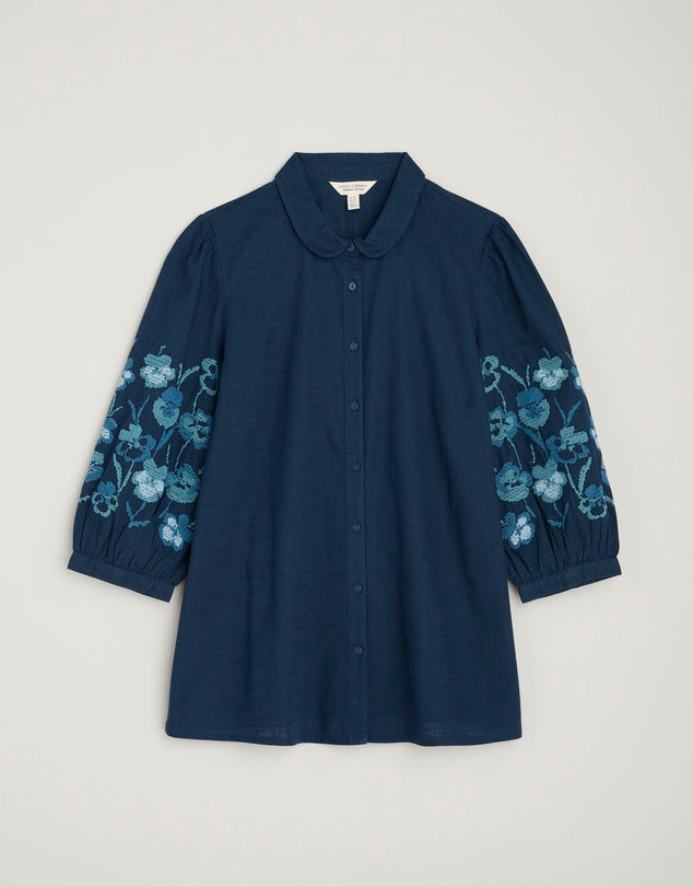Seasalt Cornwall ‘Hope Cottage’ Embroidered Blouse - Maritime