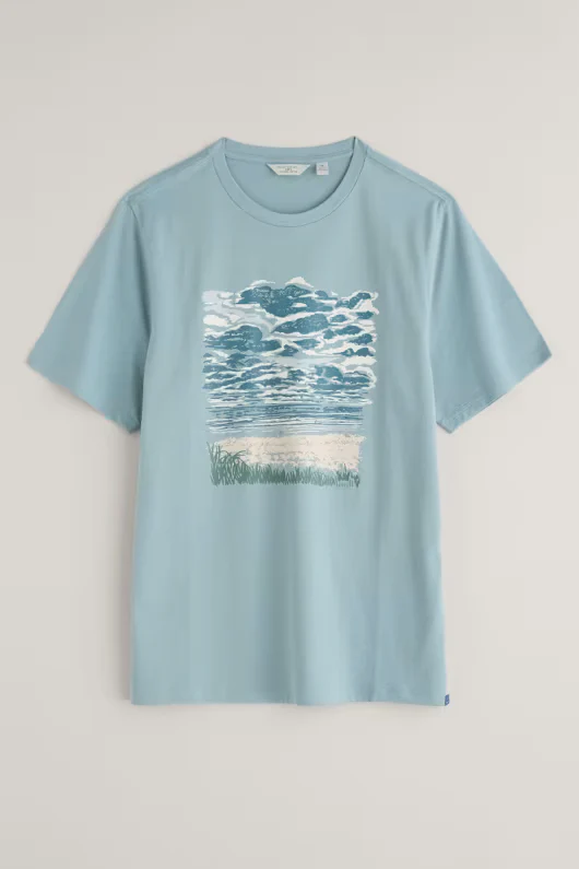 Seasalt Cornwall - Men's ‘Midwatch’ T-Shirt - Hendra Sky Limpet - LAST ONE - Size L