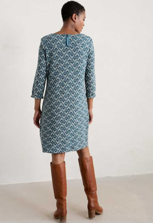 Seasalt Cornwall ‘Print Makers’ Jersey Dress - Flower Diamond Starling -  - Size 12, 14