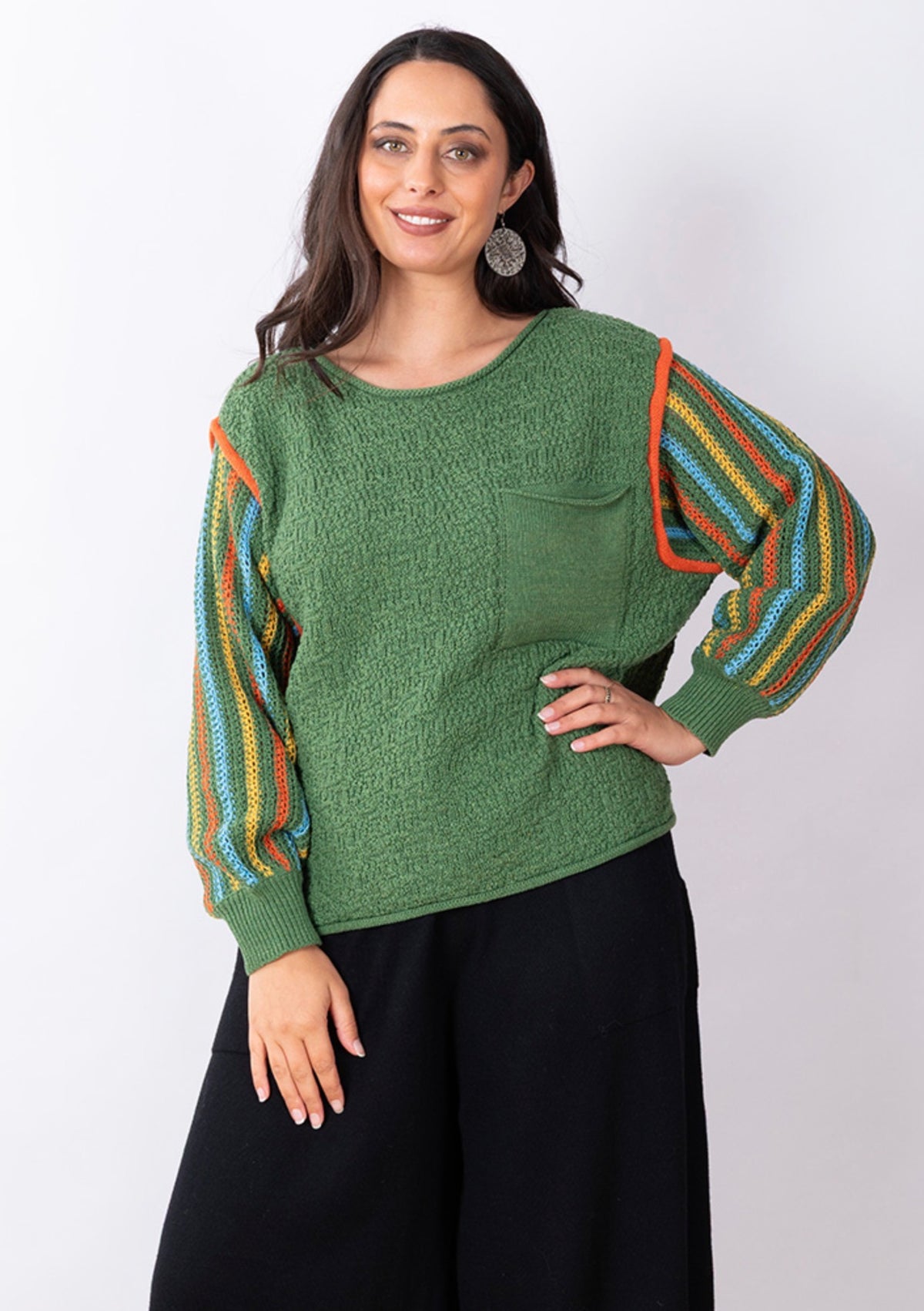JJ Sisters – Cotton Viscose Knit Jumper - Green Avocado