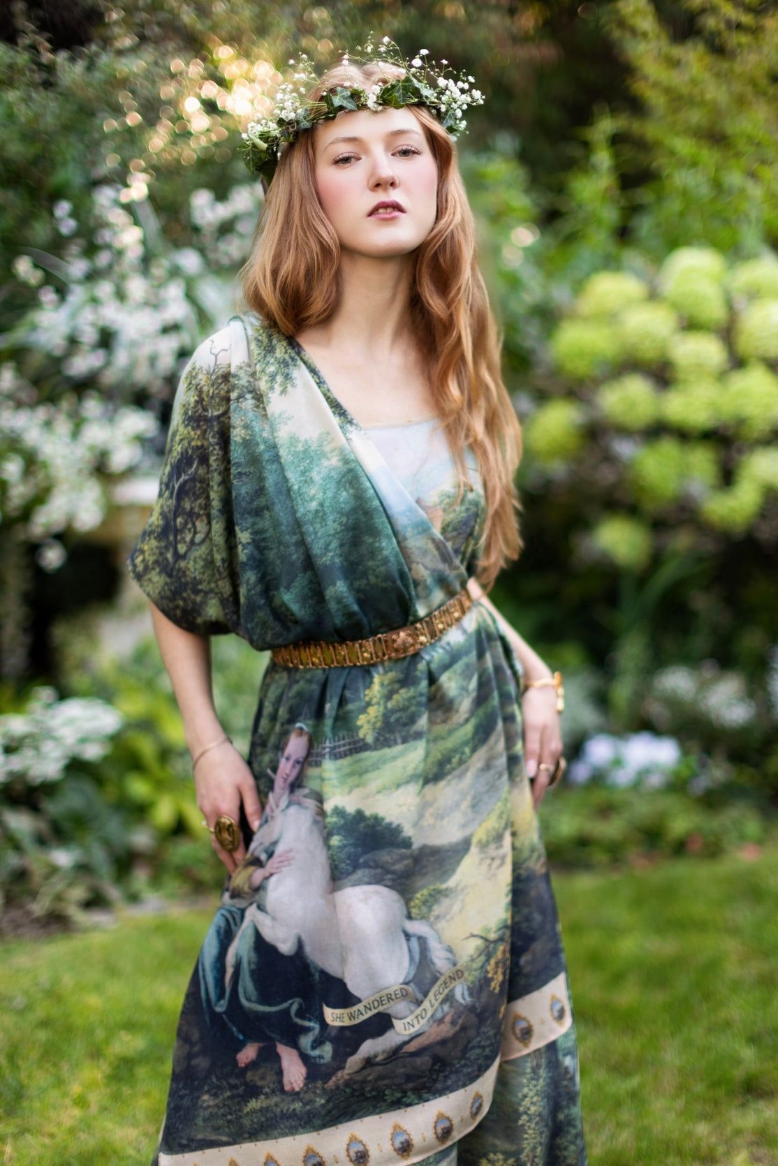 Market Of Stars - The Mythmaker - Floral Scarf - Landscape & Unicorn Print