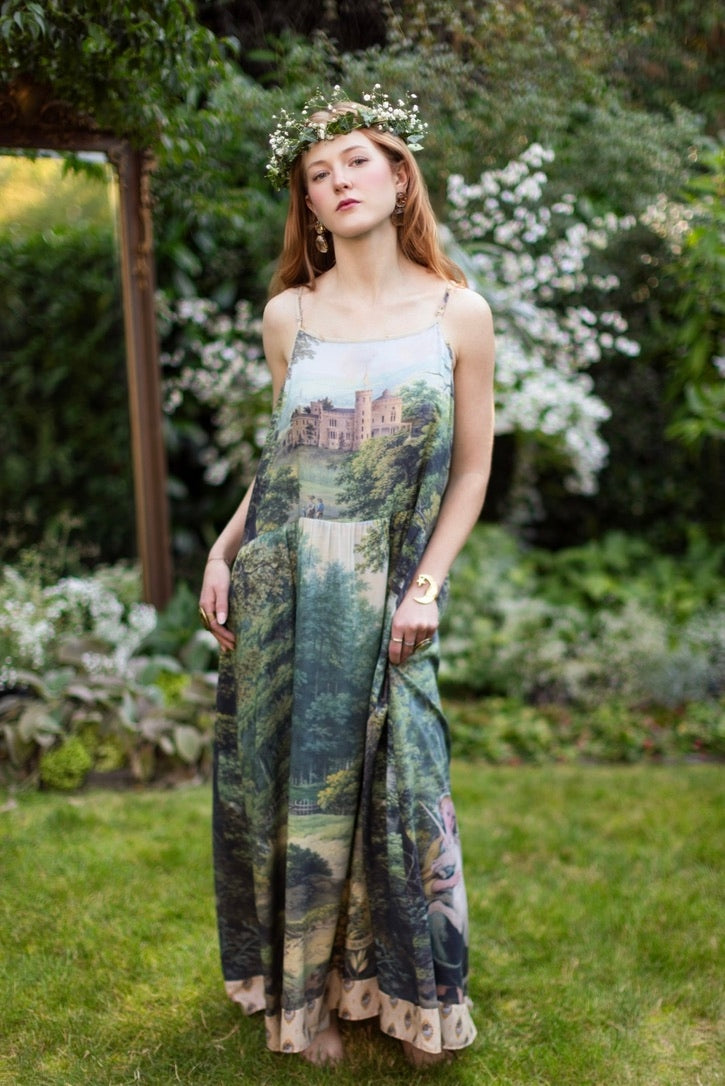 Market Of Stars - The Mythmaker - Bohéme Slip Dress - Landscape & Unicorn