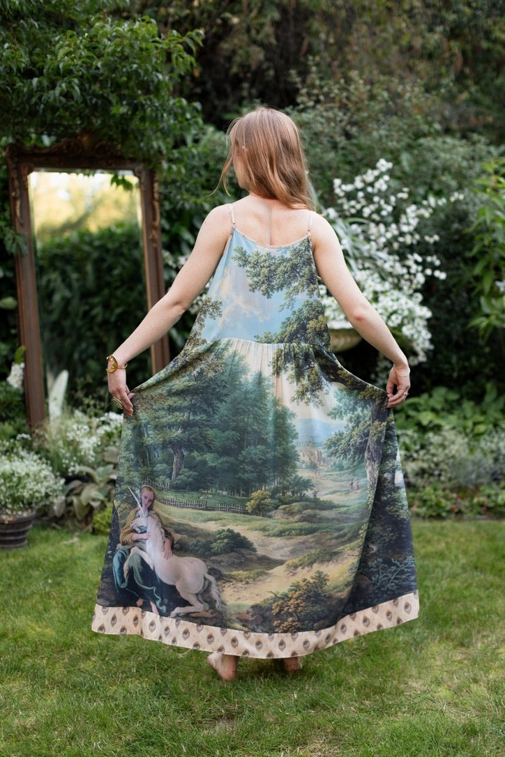 Market Of Stars - The Mythmaker - Bohéme Slip Dress - Landscape & Unicorn