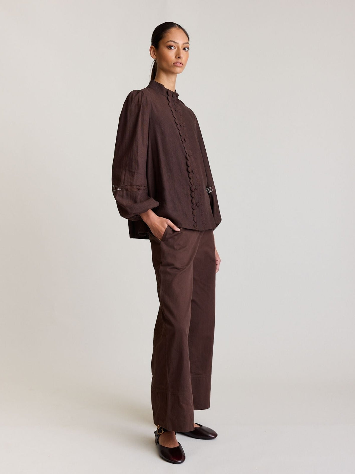 State Of Embrace ‘Twin Lace’ Blouse - Sable