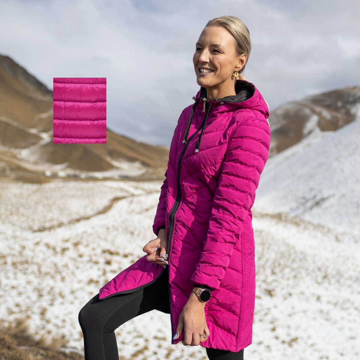 MOKE - Arnie - Reversible Puffer Duck Down Coat  - Black /Rose Violet