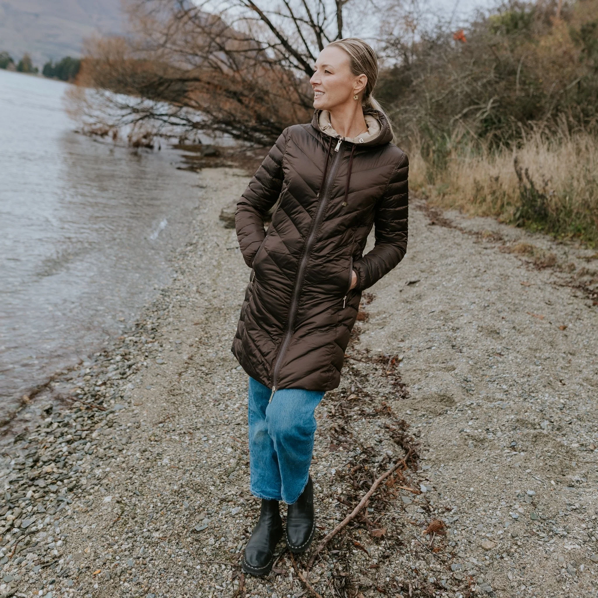 MOKE - Arnie - Reversible Puffer Duck Down Coat  - Chocolate/Palomino