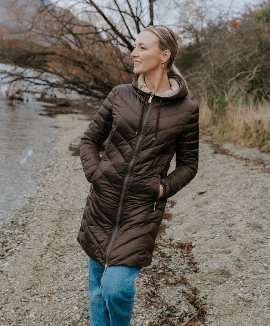 MOKE - Arnie - Reversible Puffer Duck Down Coat  - Chocolate/Palomino