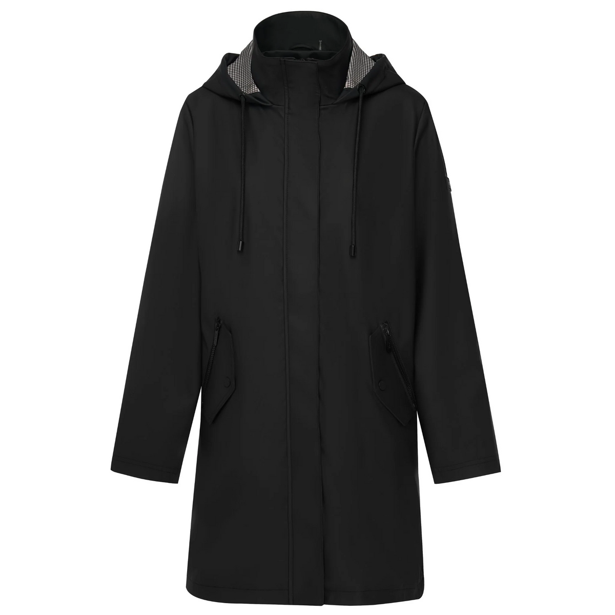 MOKE - Billie - Raincoat Jacket - Black/ Choc Houndstooth
