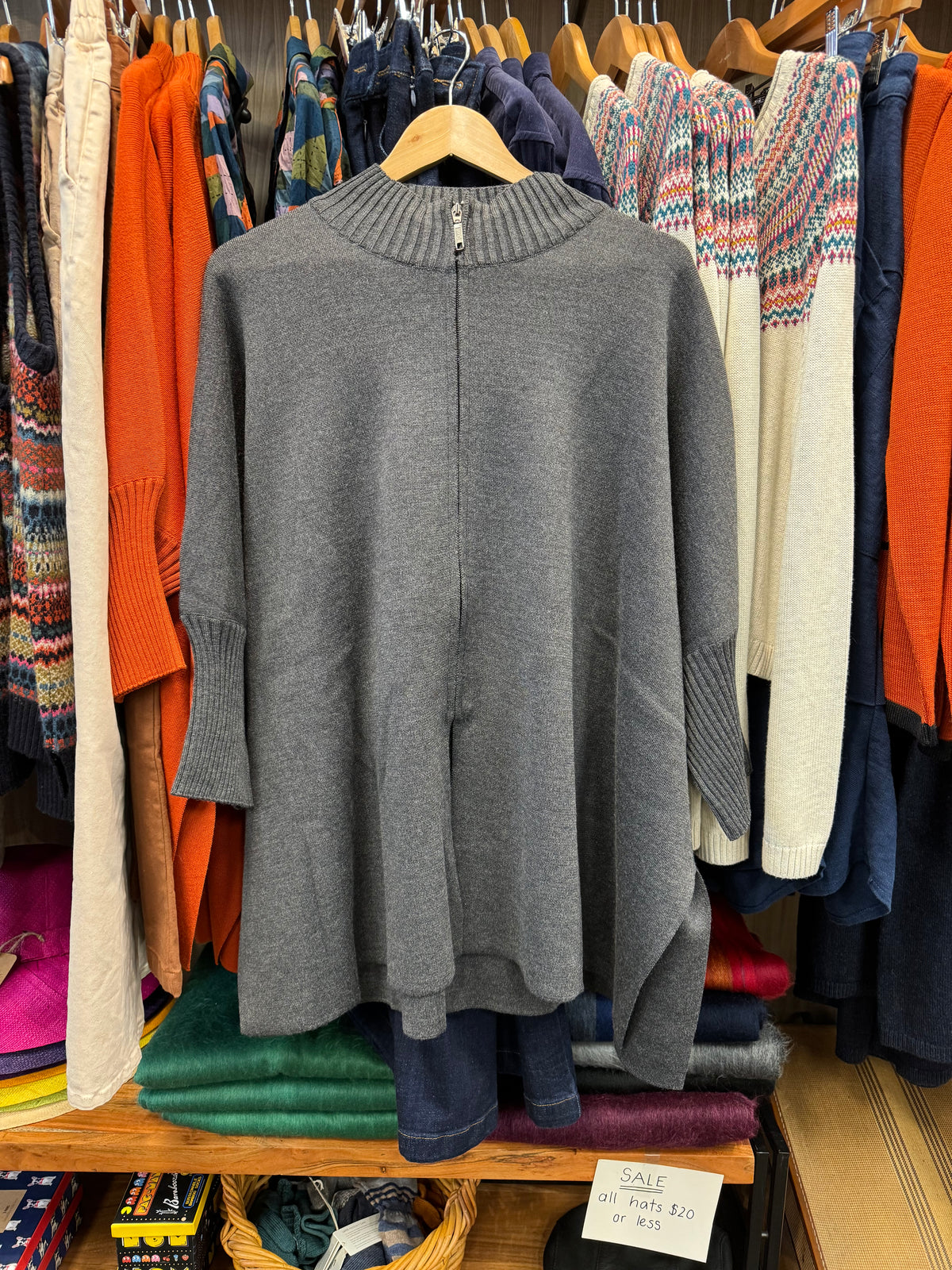 Milano Oversized Zip Cape Poncho Jacket Cardigan With Sleeves - Various Colours