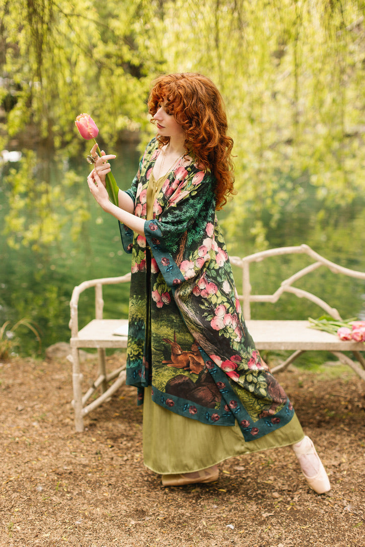Market Of Stars - The Daydreamer - Goddess Starduster Bohemian Kimono - Florals & Rabbits