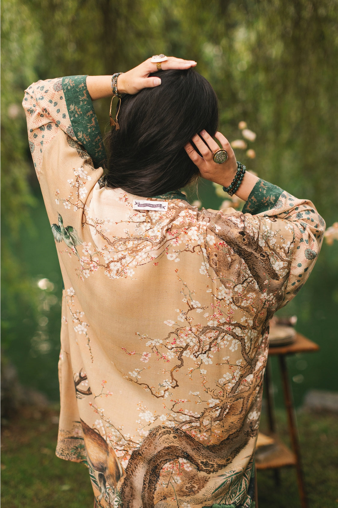 Market Of Stars - ‘Fable Matinée’ Mid-Length’ Bohemian Duster Kimono w/ Deer and Moon