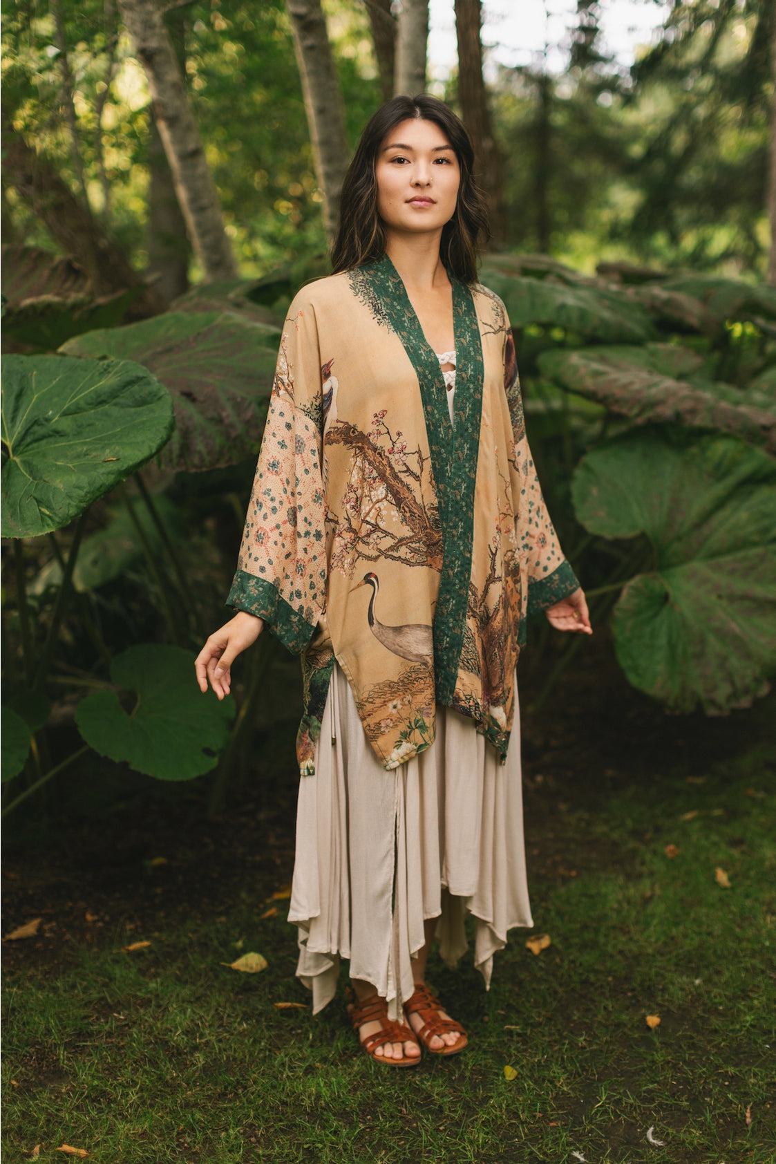 Market Of Stars - ‘Fable Matinée’ Mid-Length’ Bohemian Duster Kimono w/ Deer and Moon