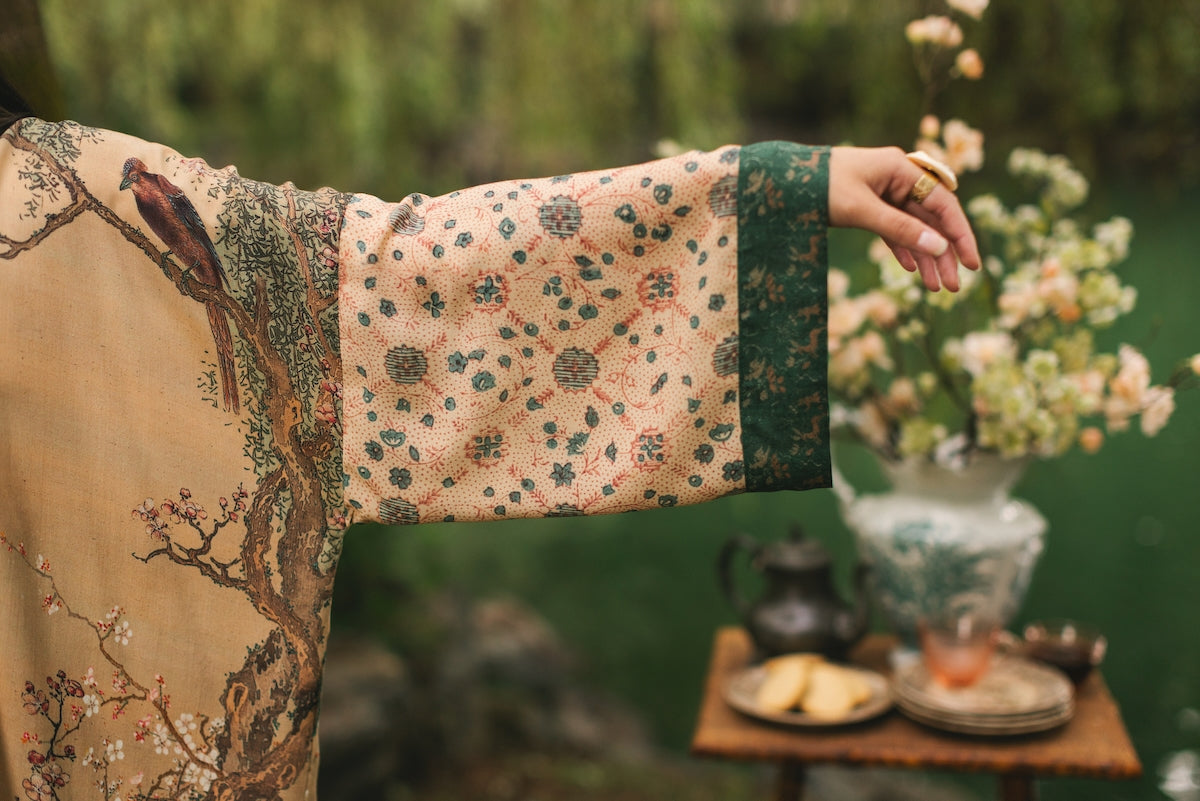 Market Of Stars - ‘Fable Matinée’ Mid-Length’ Bohemian Duster Kimono w/ Deer and Moon