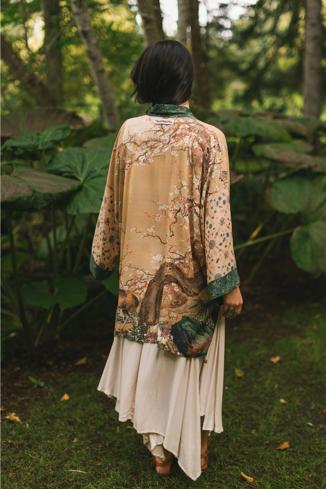 Market Of Stars - ‘Fable Matinée’ Mid-Length’ Bohemian Duster Kimono w/ Deer and Moon