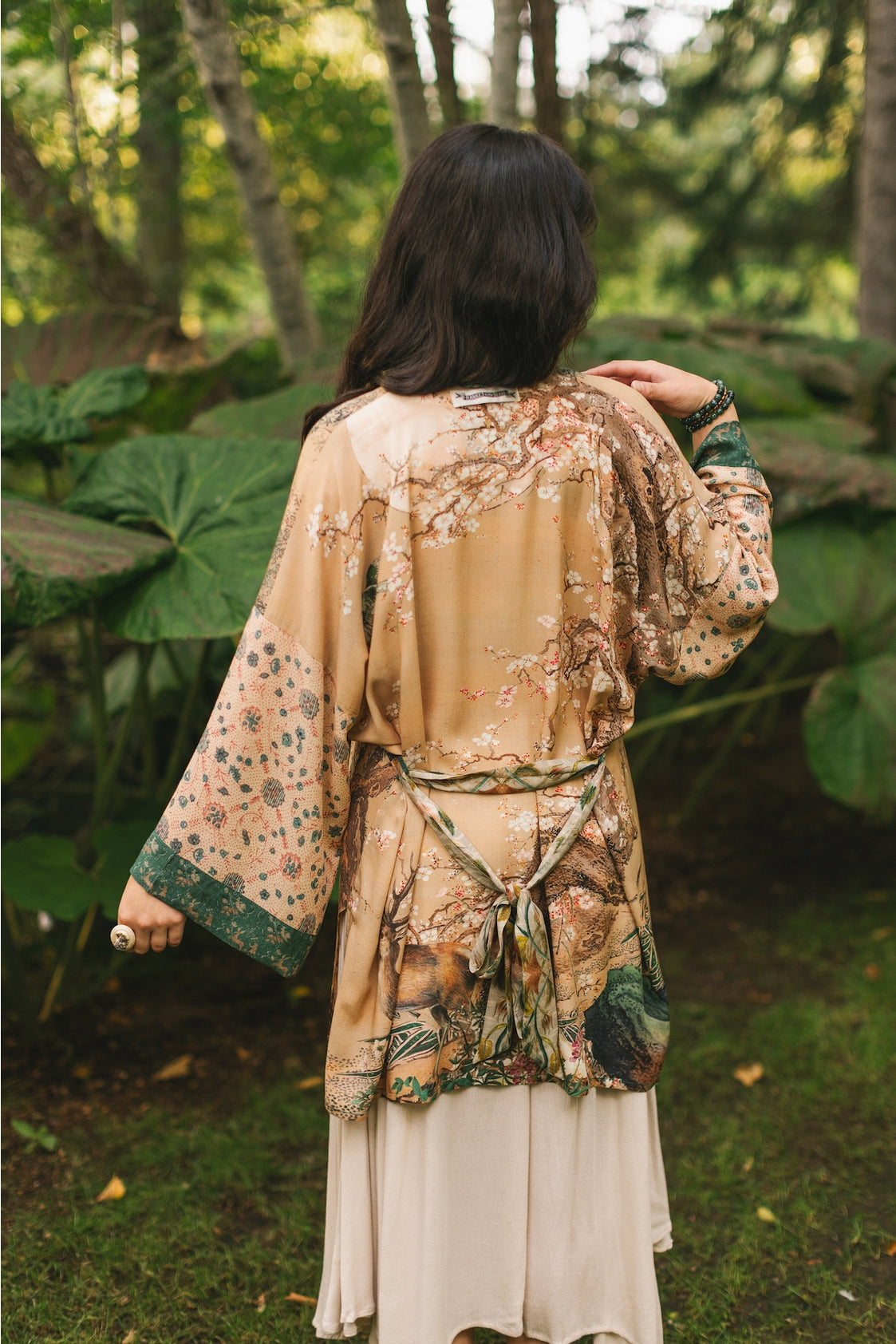 Market Of Stars - ‘Fable Matinée’ Mid-Length’ Bohemian Duster Kimono w/ Deer and Moon
