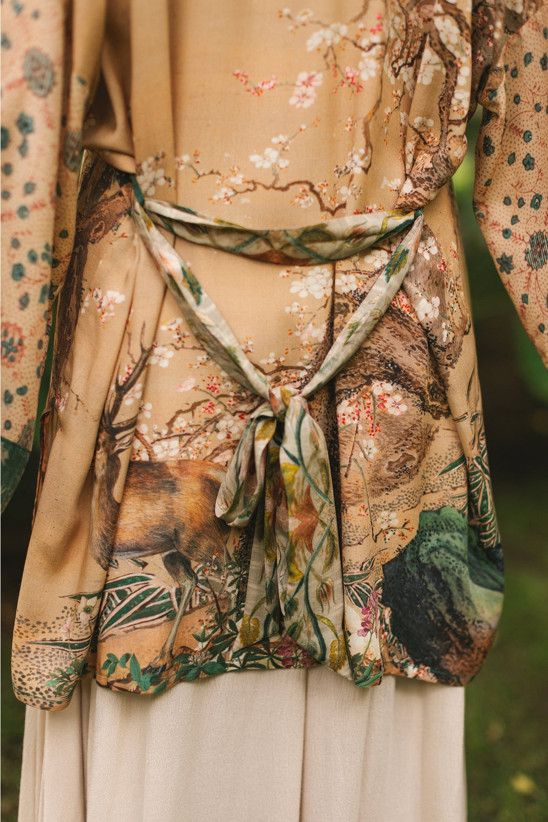 Market Of Stars - ‘Fable Matinée’ Mid-Length’ Bohemian Duster Kimono w/ Deer and Moon