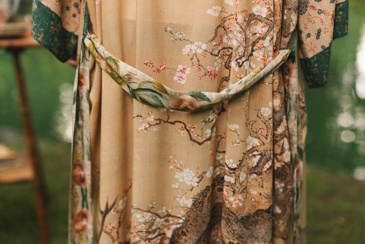 Market Of Stars - ‘Fable Opera’ Long Duster Kimono Robe w/ Deer Moon & Blossom