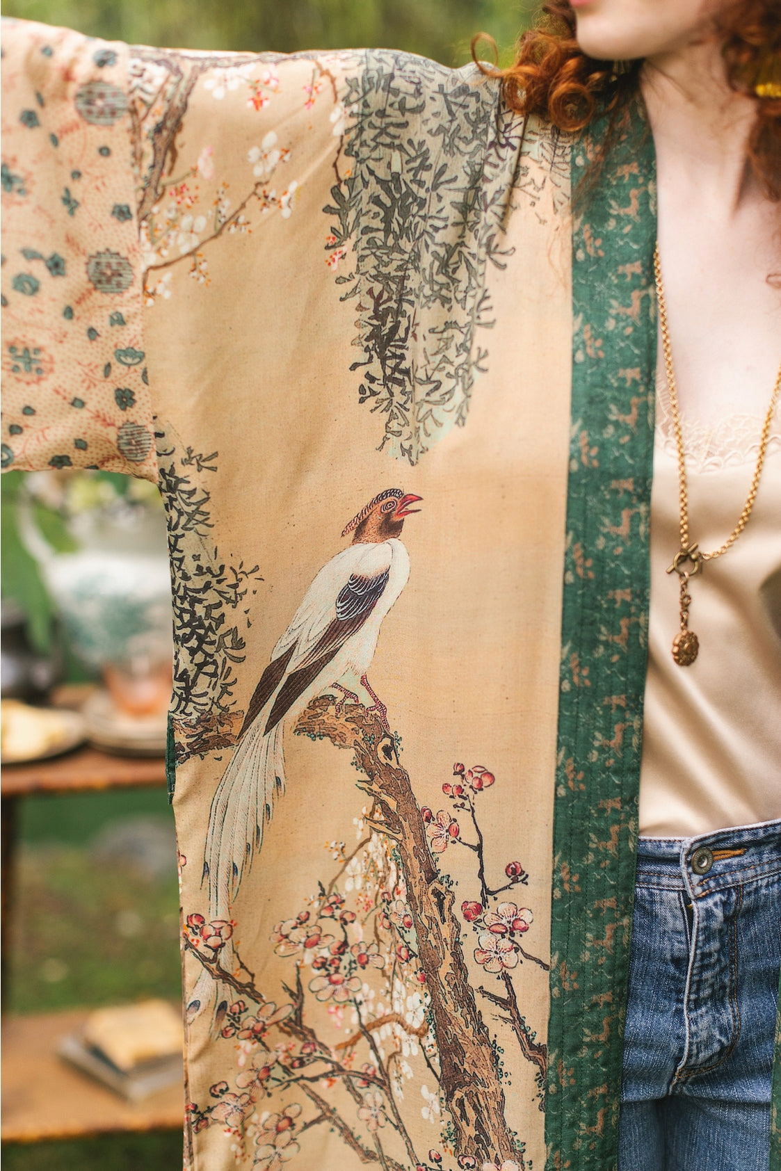 Market Of Stars - ‘Fable Opera’ Long Duster Kimono Robe w/ Deer Moon & Blossom