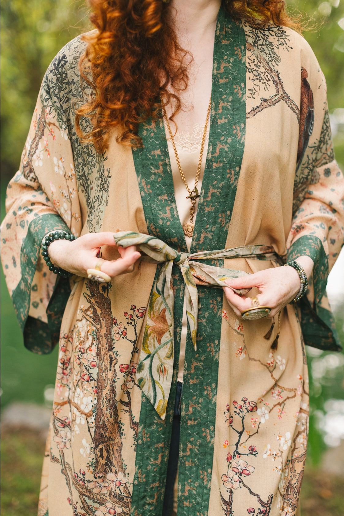 Market Of Stars - ‘Fable Opera’ Long Duster Kimono Robe w/ Deer Moon & Blossom