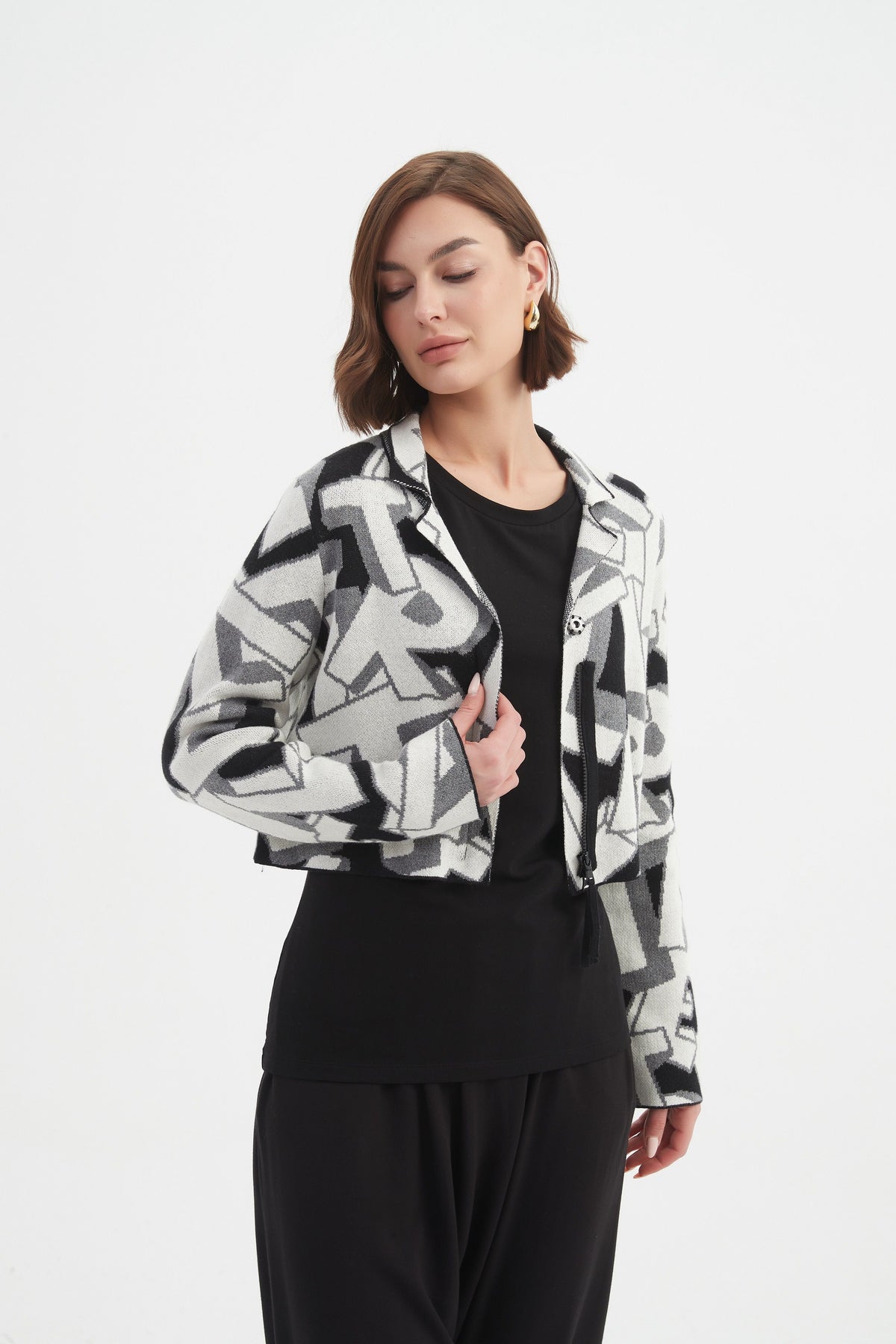 Tirelli Letter Block Zip Cardigan  - Various Colours