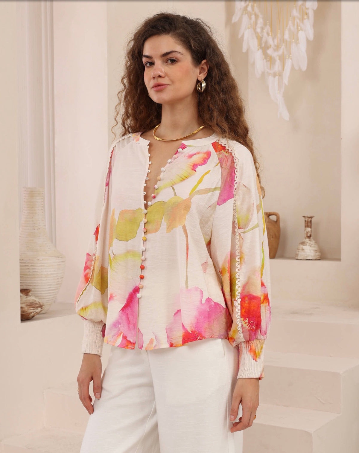 IRIS MAXI — Petal Flow Blouse - Cream