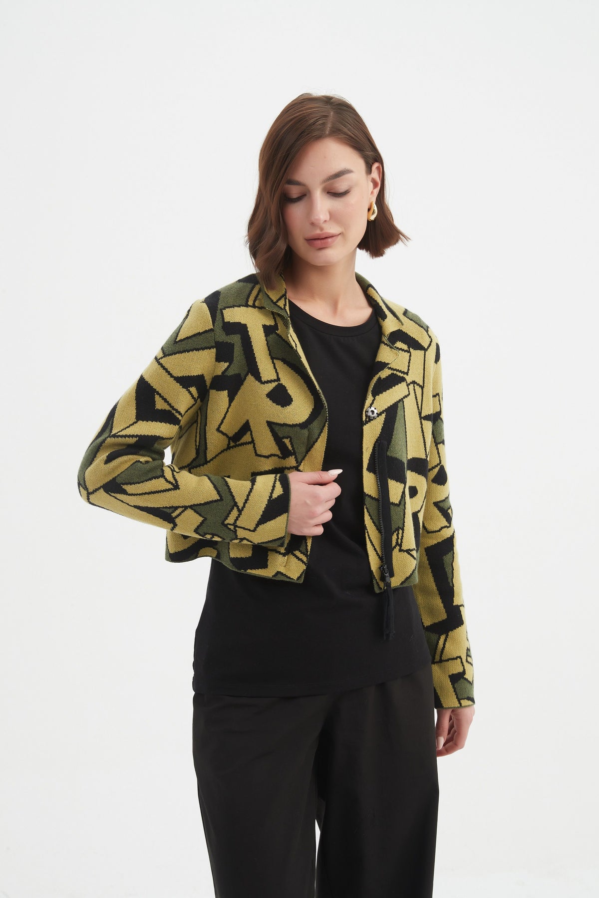 Tirelli Letter Block Zip Cardigan  - Various Colours