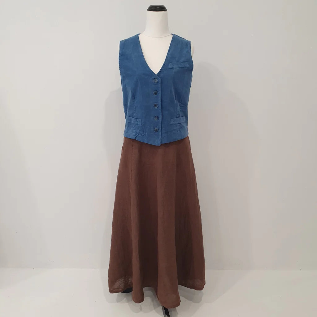 Frederic Italian Linen Full Length A Line Skirt With Pockets - Various Colours