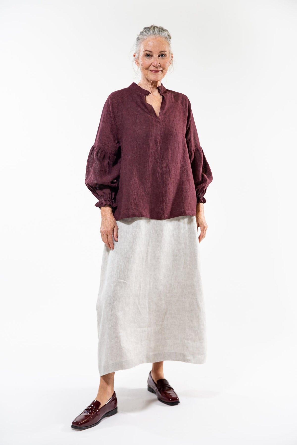 Eva’s Sunday ‘Leonie’ Linen Top - Merlot