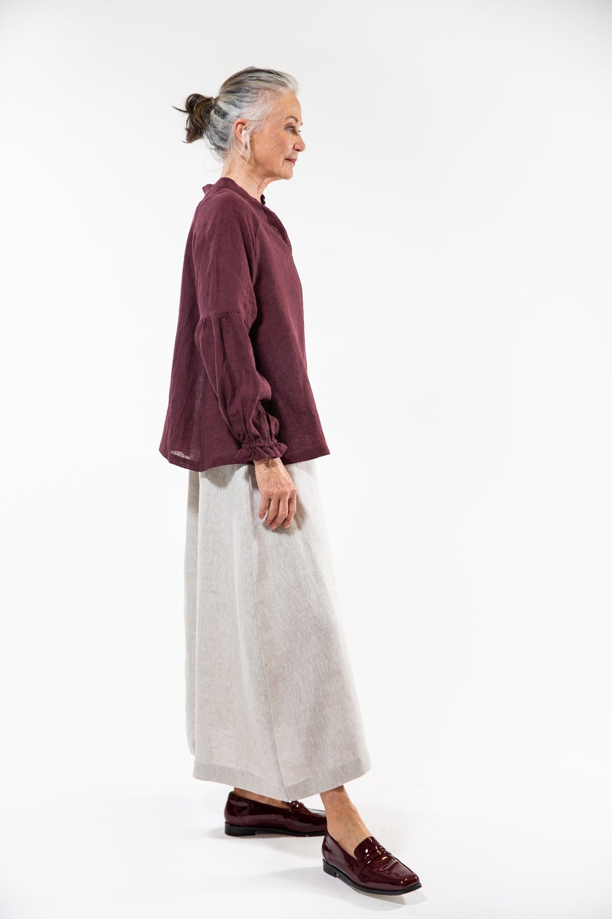 Eva’s Sunday ‘Leonie’ Linen Top - Merlot
