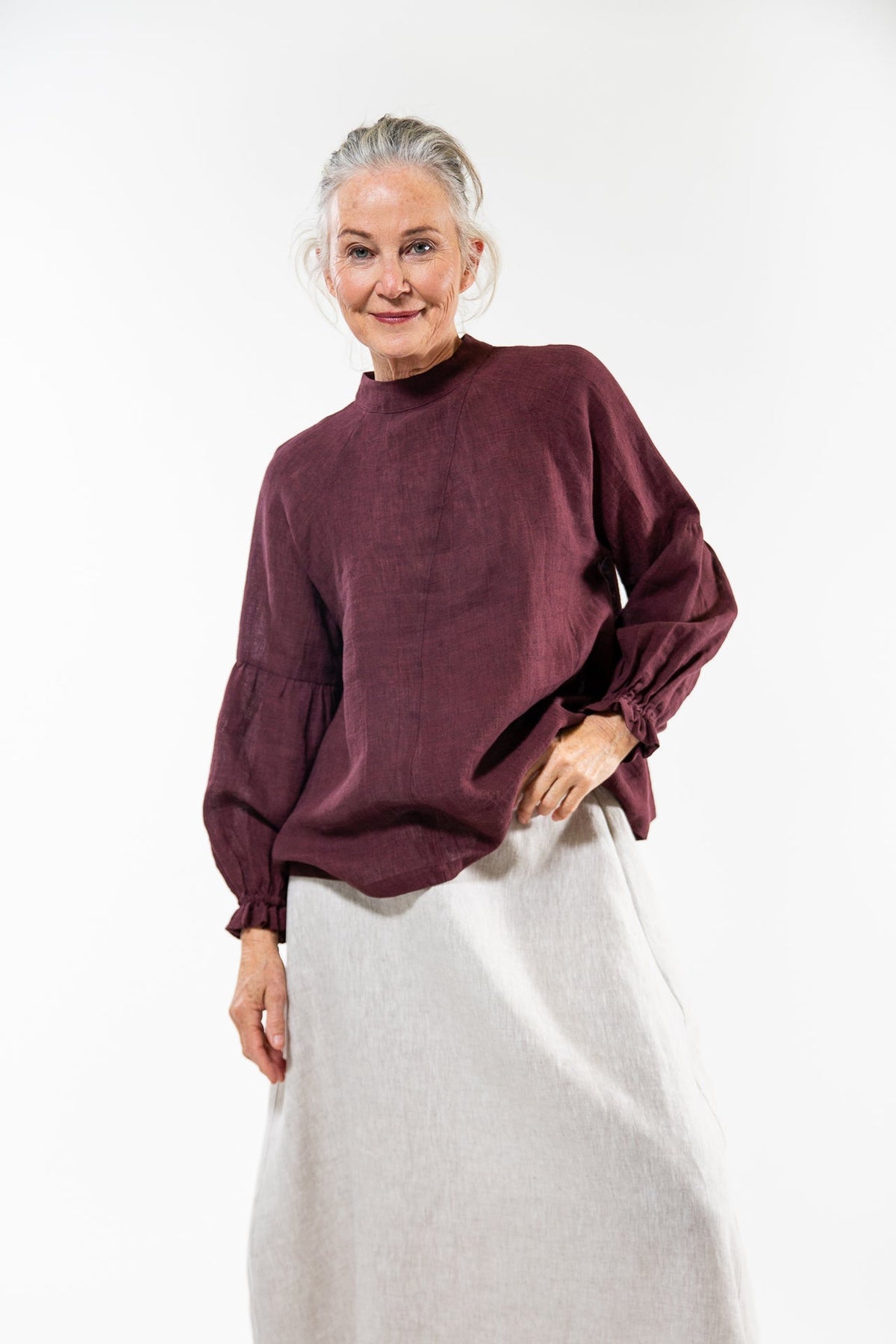 Eva’s Sunday ‘Leonie’ Linen Top - Merlot