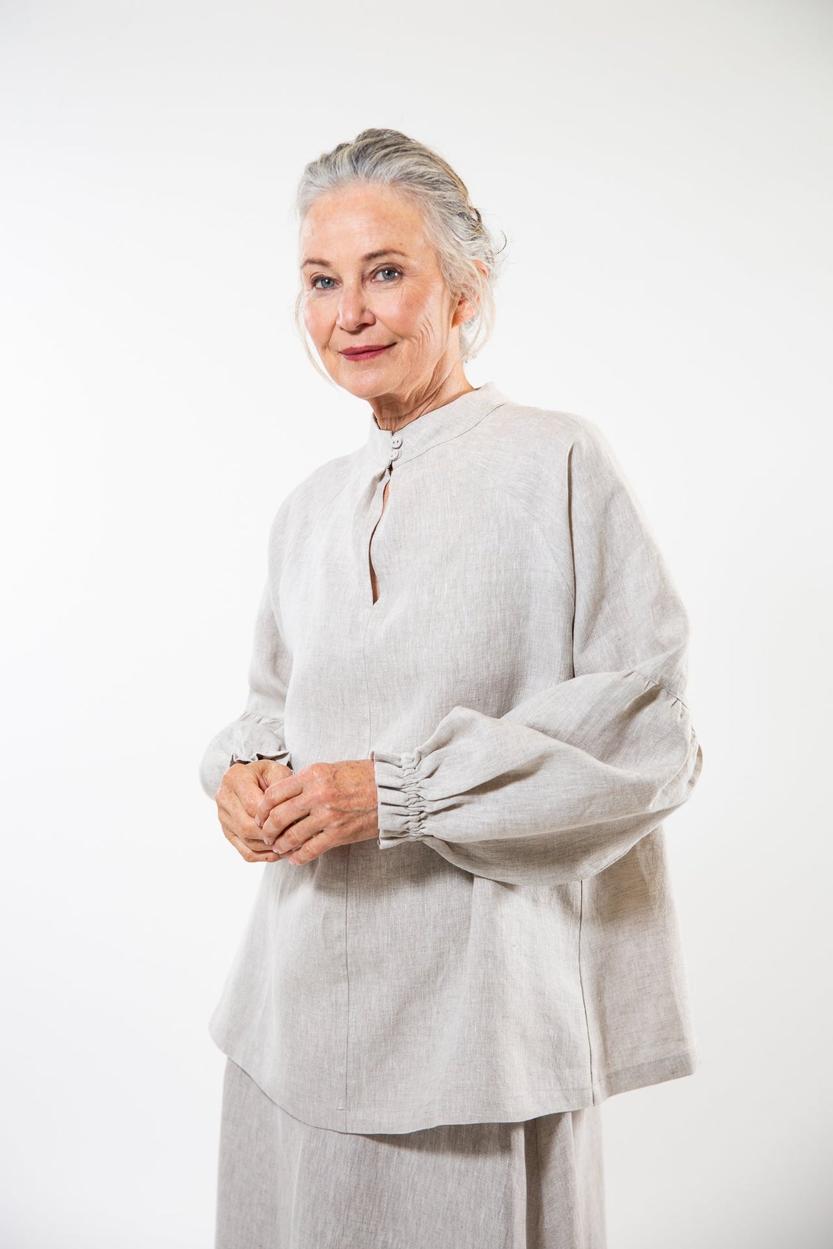Eva’s Sunday - ‘Leonie’ Linen Top - Neutral - LAST - Size XS