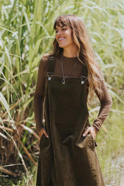Montaigne - Corduroy Cotton Midi Overall Pinafore Style Dress - Size 8-12