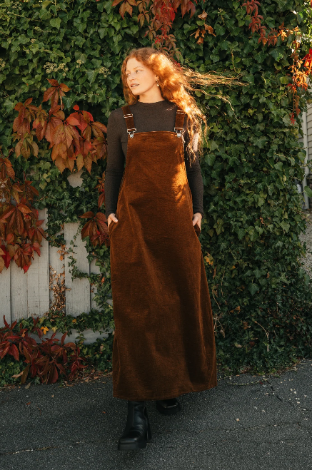 Montaigne - Corduroy Cotton Midi Overall Pinafore Style Dress - Size 8-12