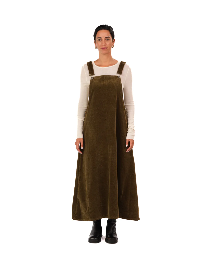 Montaigne - Corduroy Cotton Midi Overall Pinafore Style Dress - Size 8-12