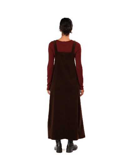 Montaigne - Corduroy Cotton Midi Overall Pinafore Style Dress - Size 8-12